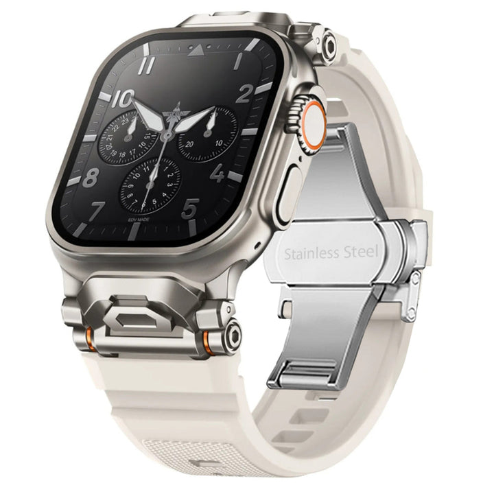 Active wear silicone watch band for smartwatches, durable, flexible, & easy to clean accessory.