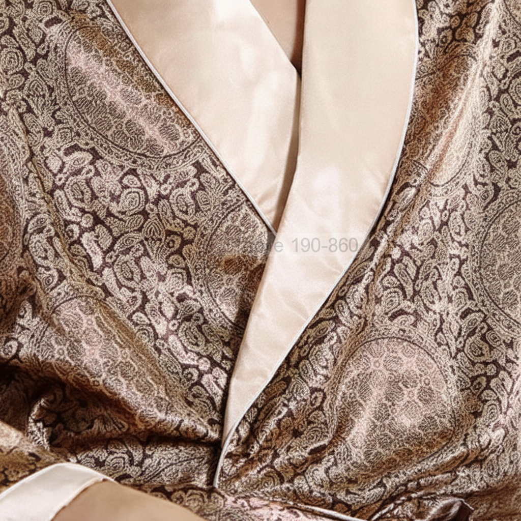 Luxury loungewear: Unisex Silky Satin Robe, intricate golden pattern