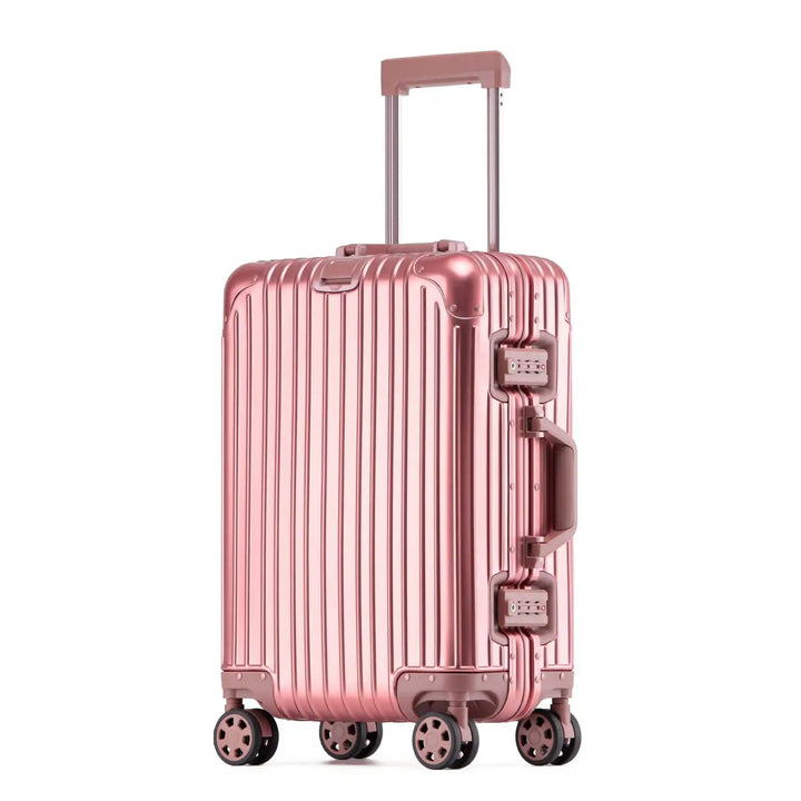 Slim profile aluminum hard shell suitcase, a durable metal travel bag built for modern, secure journeys.