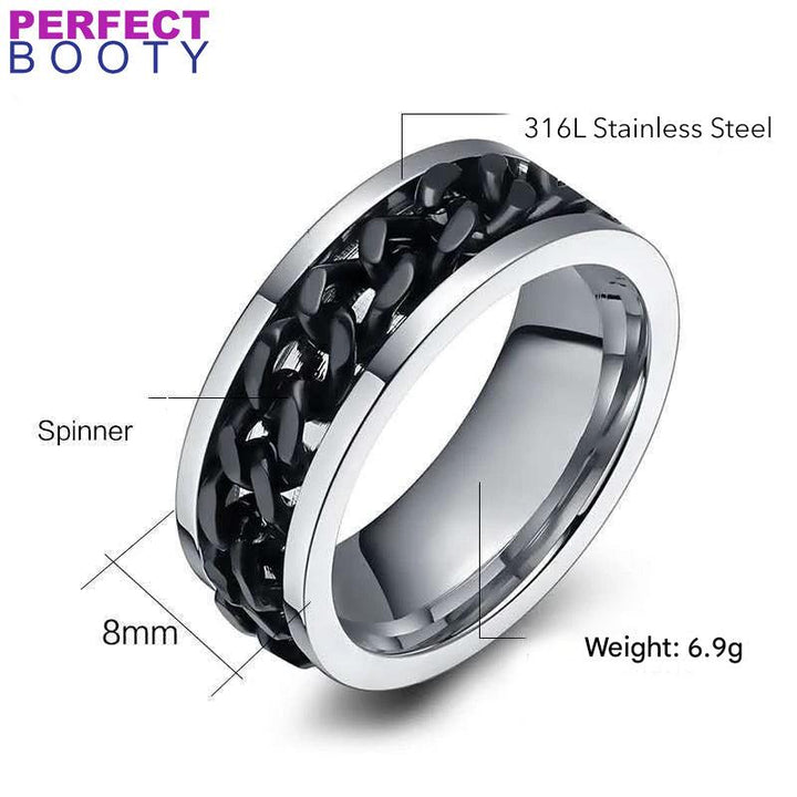 Shiny silver fidget ring designed for unisex wear. Promotes focus and provides stylish stress & anxiety relief.