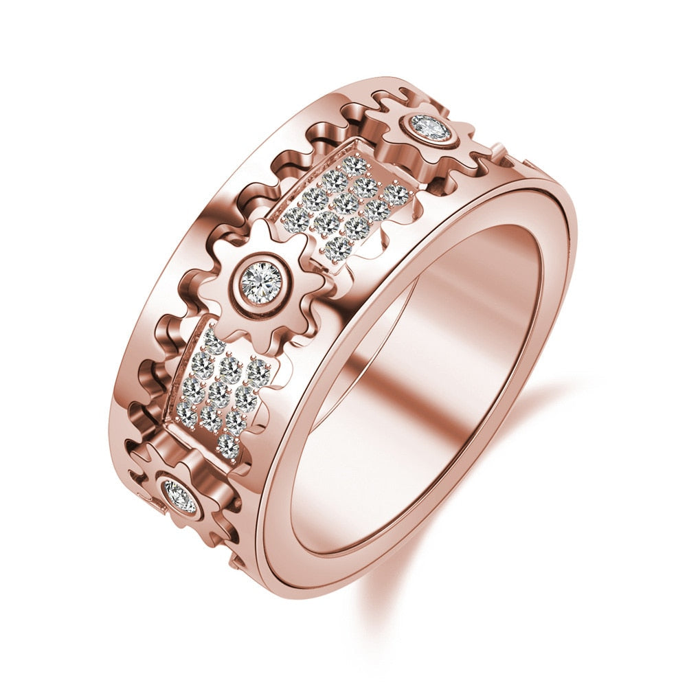 Unisex silver spinner ring, an anti-anxiety fidget jewelry piece for stress relief and calming.