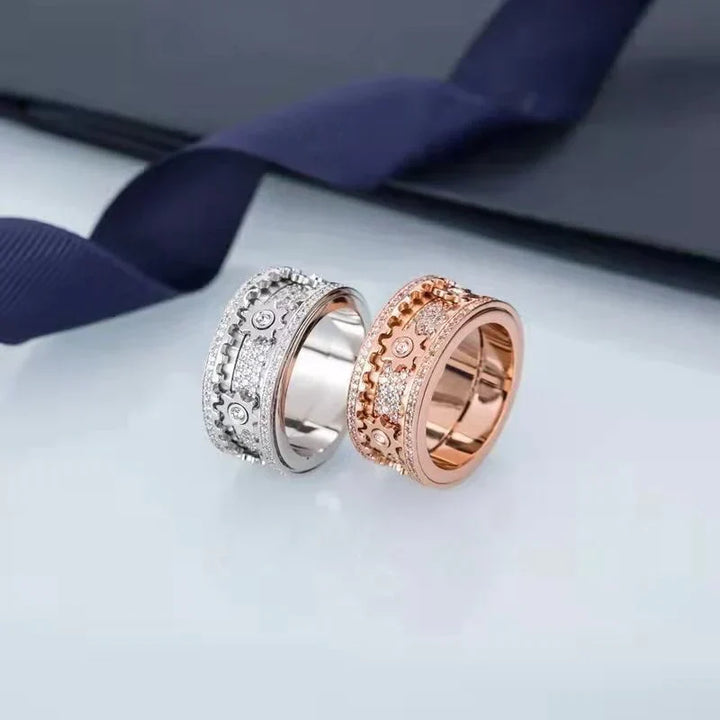 Elegant rose gold fidget ring, a calming statement piece of anti-anxiety jewelry for unisex wear.