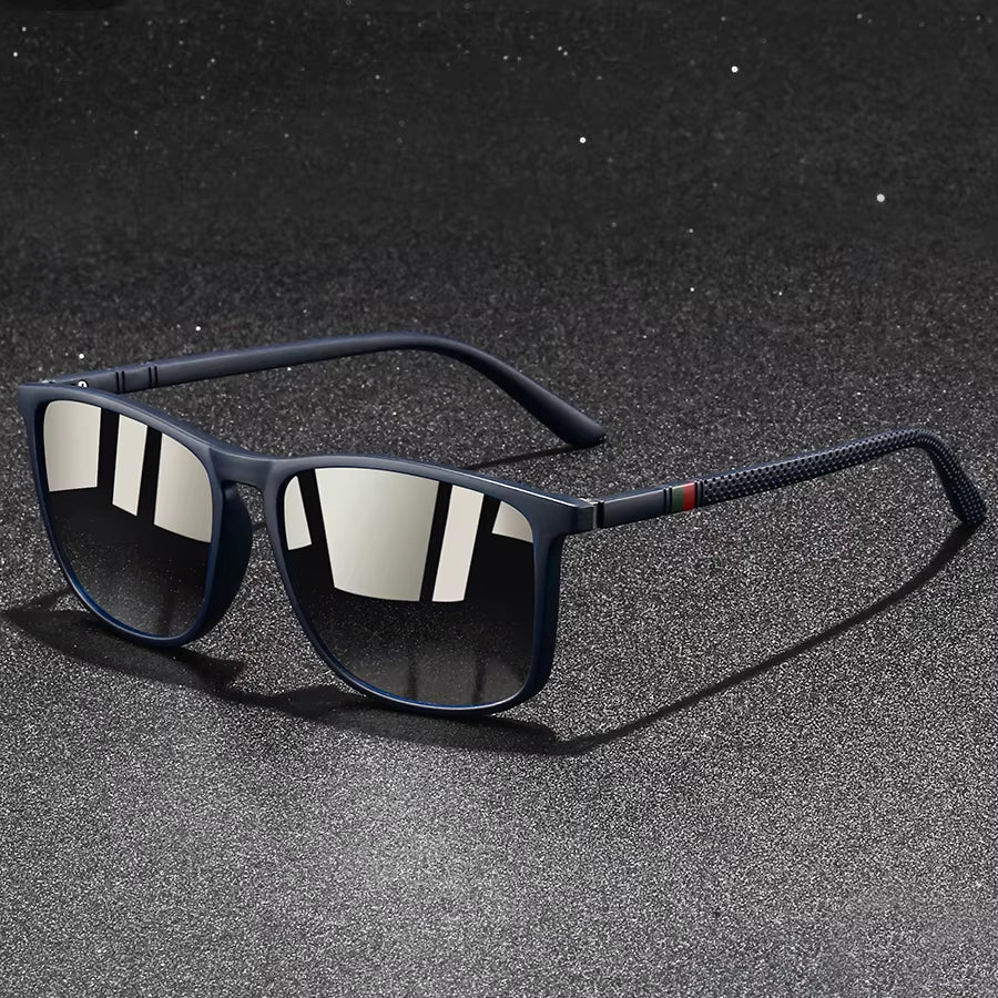 Protective slate polarized sunglasses, stylish eyewear ensuring glare reduction and full UV sun defense.