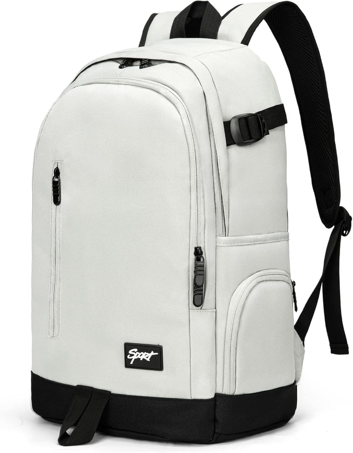 Interior view of a slim 15.6 inch laptop backpack, highlighting organizer pockets for work essentials