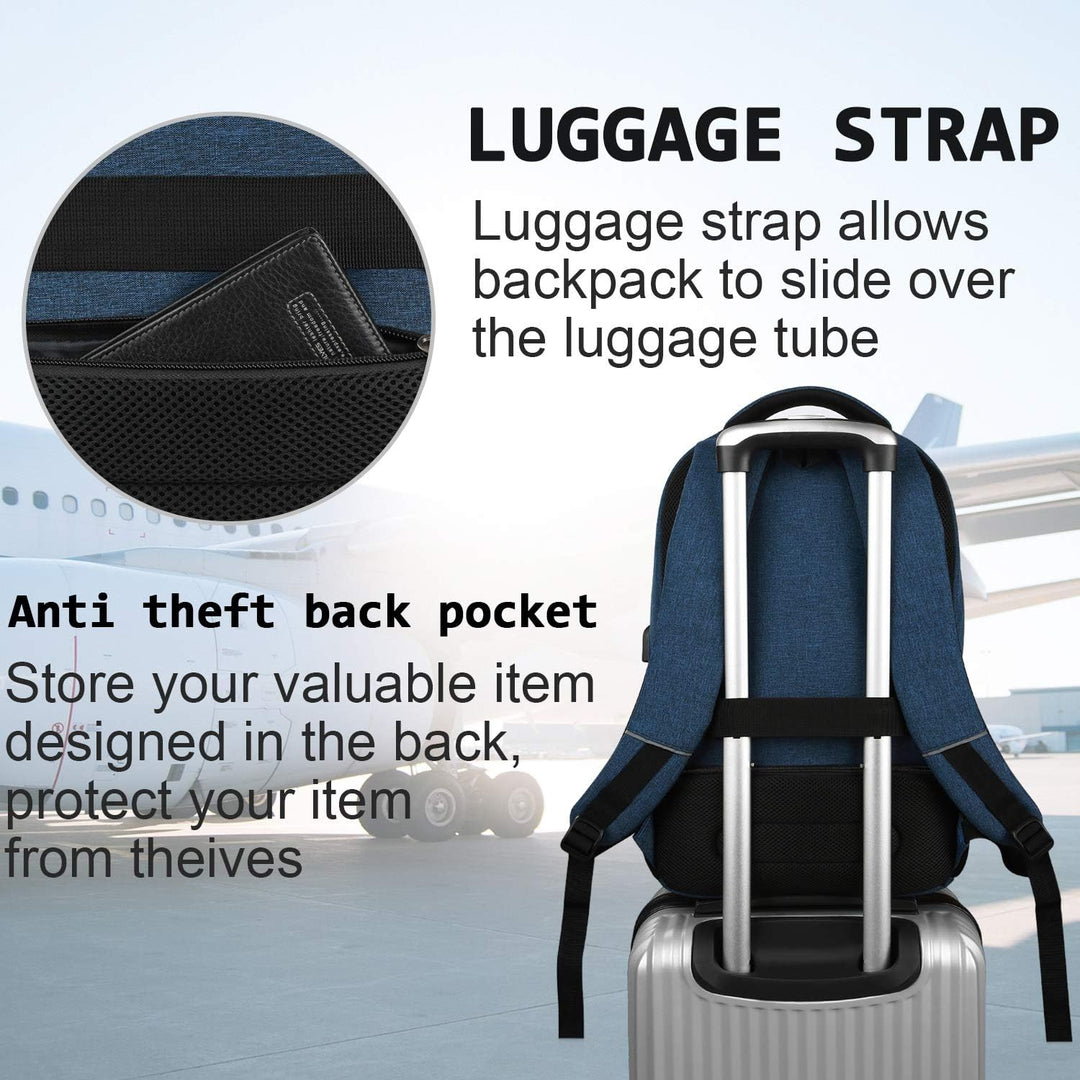 Durable water-resistant school backpack with anti-theft pockets & external USB charging.