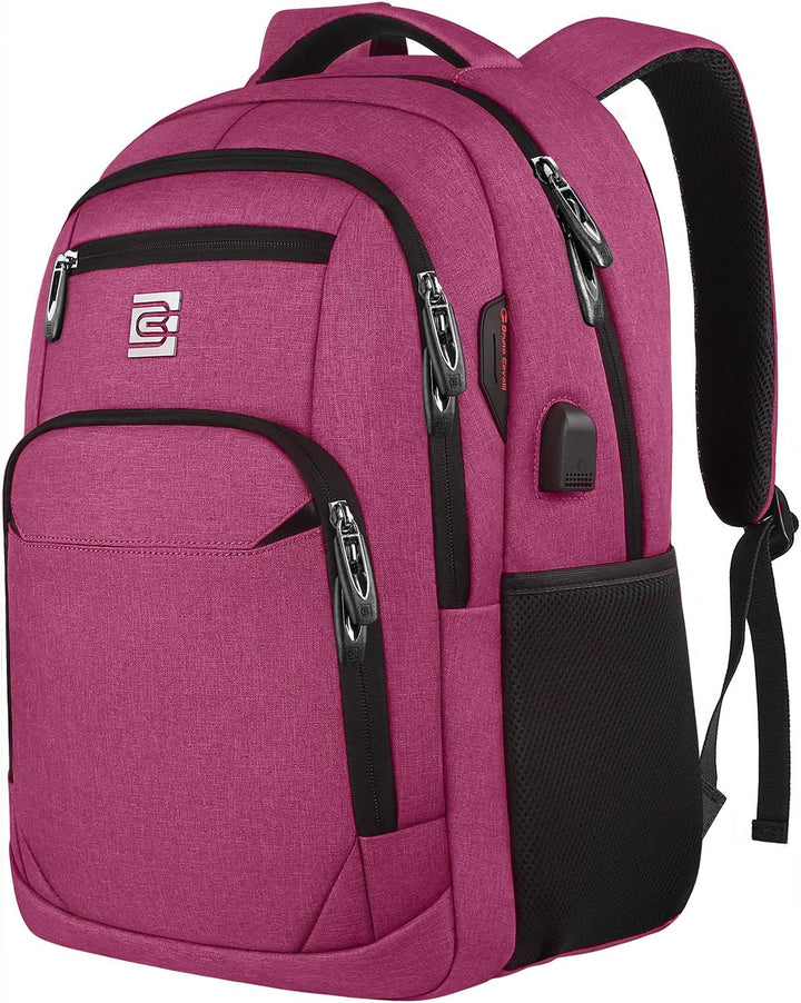 Backpack worn by a student on a campus, emphasizing its use as a school bag with anti-theft features