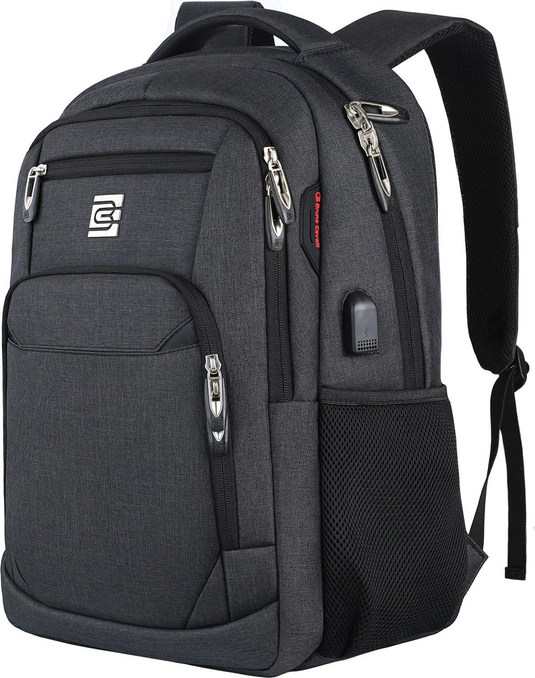 Unisex anti-theft backpack fully packed, demonstrating its capacity for travel or daily commute items