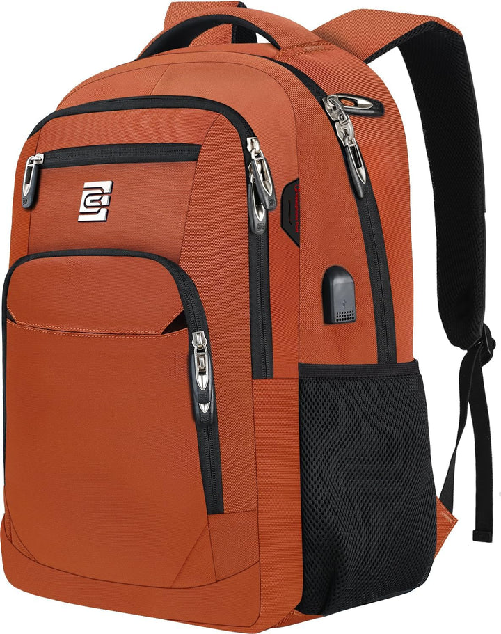 Secure black slim backpack, anti-theft zippers, USB charging, ideal for urban explorers.