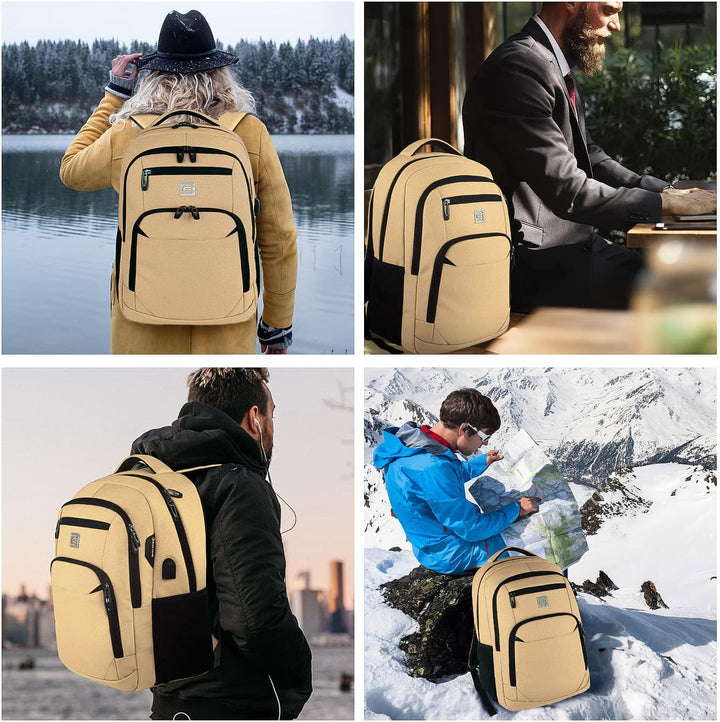Student anti-theft backpack, robust construction, USB charging, fits books & laptop.