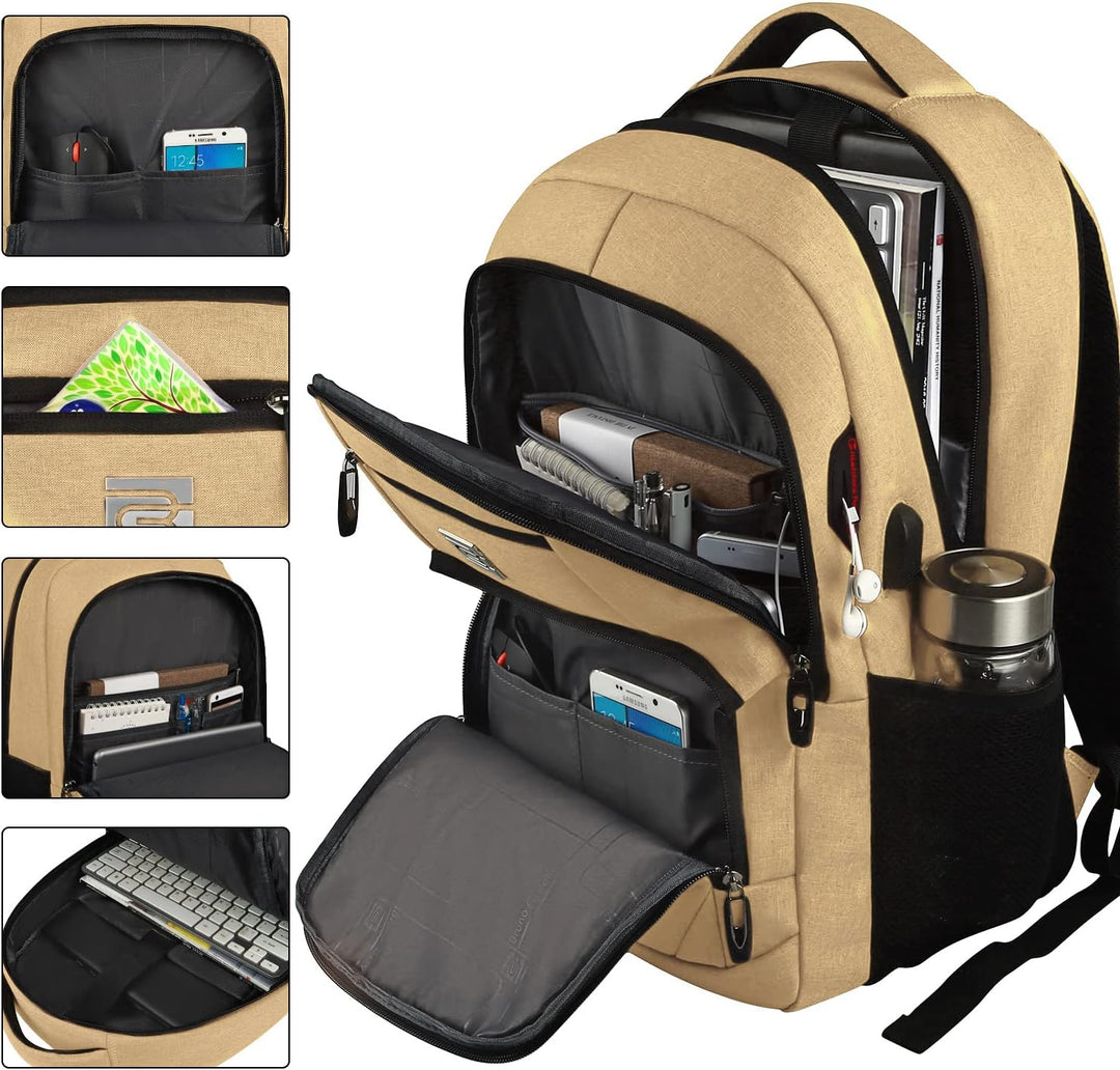 Unisex slim anti-theft laptop backpack in a park bench setting, ready for a daily commute or light travel