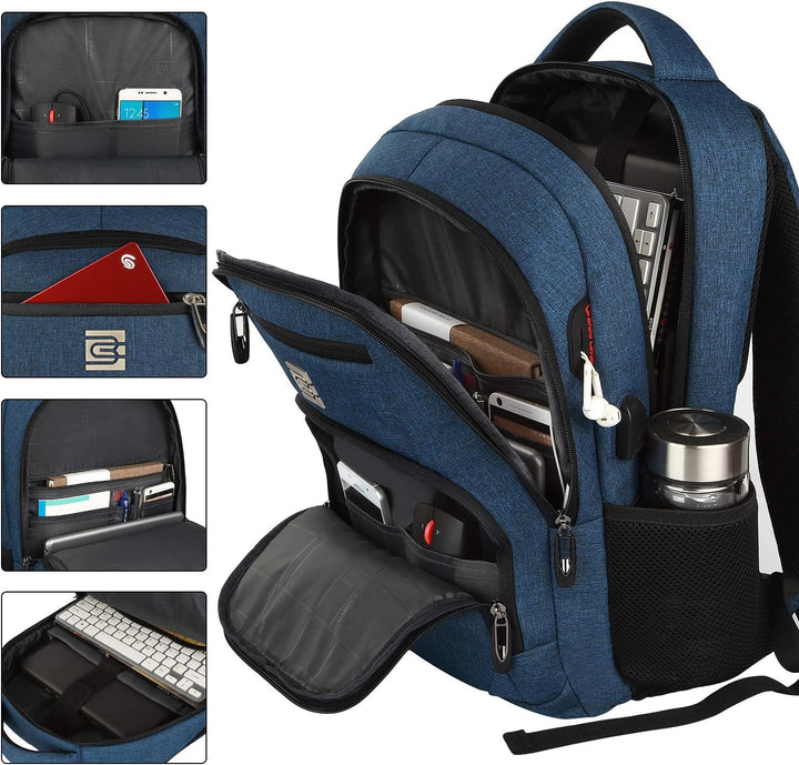 Water-resistant surface of the laptop backpack shedding water droplets, highlighting its protective features