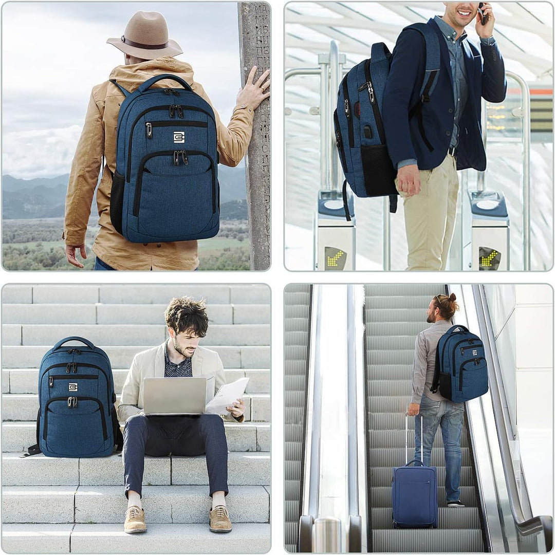 Stylish anti-theft school backpack for laptops with USB charging feature, side view.