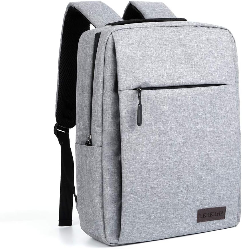 Unisex slim waterproof laptop backpack in black with USB port, front view, ideal for daily commute, students, travel