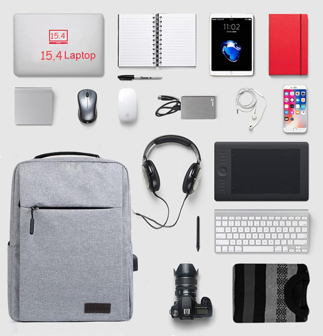 Waterproof exterior of a slim laptop backpack with water droplets. Keeps your electronics safe and dry.