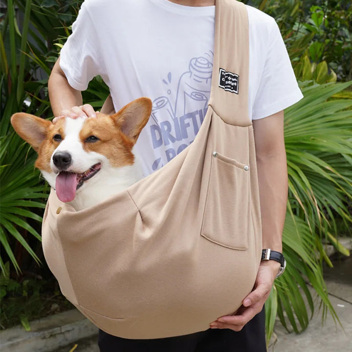 Soft cat sling carrier for kittens & small felines; ergonomic design for pet travel & daily errands.
