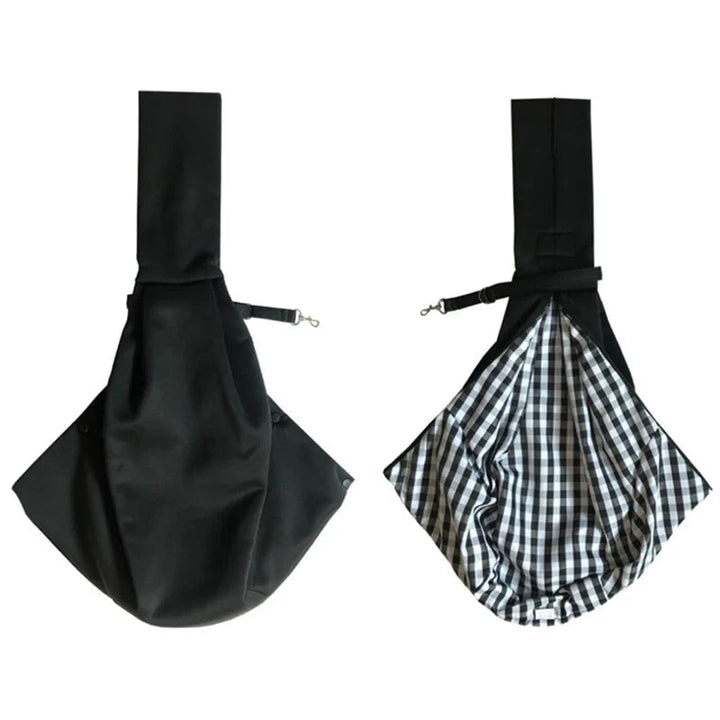 Unisex portable pet sling carrier for small dogs & cats; hands-free design with adjustable strap for pet essentials.