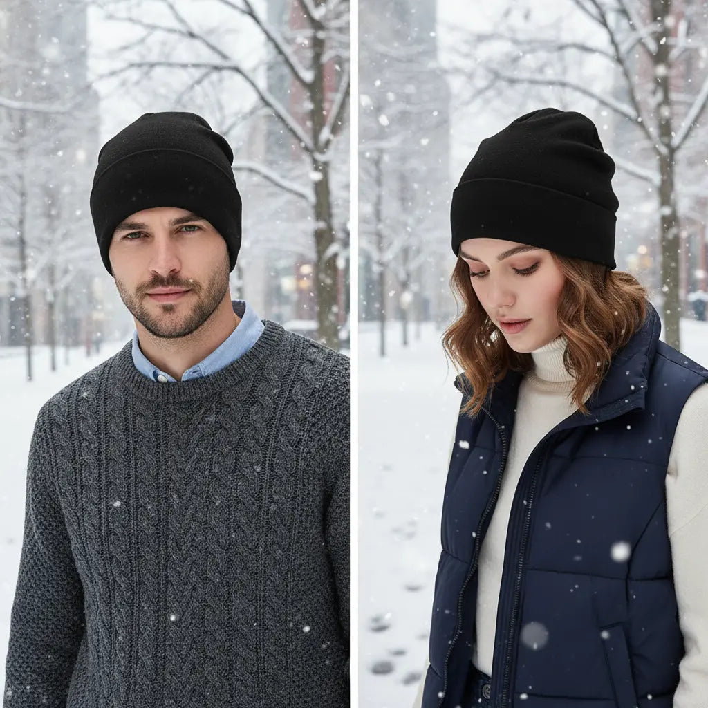 Unisex Slouchy Beanie Hat in a neutral color, made from soft Australian wool, perfect for winter warmth