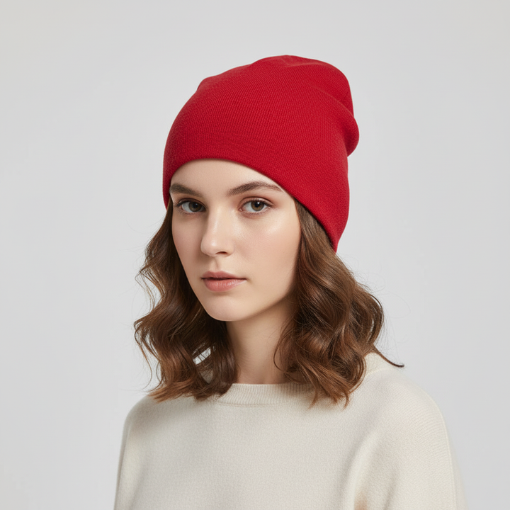 Collection of colorful one-size slouchy wool beanies, offering warmth and style for winter