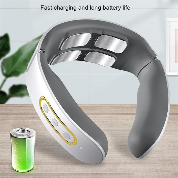 Portable smart 4D neck & shoulder massager with heat therapy for on-the-go stress relief.