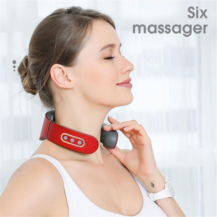 Ergonomic unisex smart massager for neck & shoulders, offering soothing heat for muscle relief.