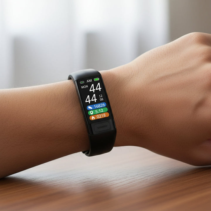Wearable tech Smart Armband monitoring ECG, blood pressure, heart rate. Waterproof for daily wellness & fitness tracking.