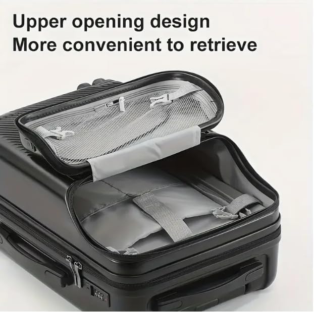 Unisex travel bag: Top view of hardshell carry-on luggage with TSA-approved lock and handle