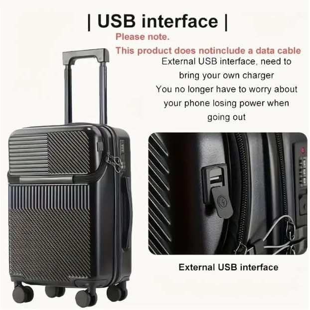 Open view of smart carry-on luggage interior, organized compartments for secure packing