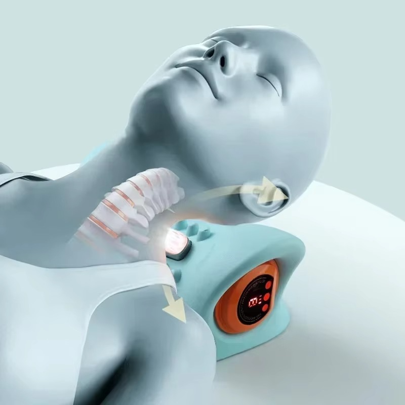 Advanced electric neck massager with heat and pulse for stress relief, muscle relaxation, and wellness.