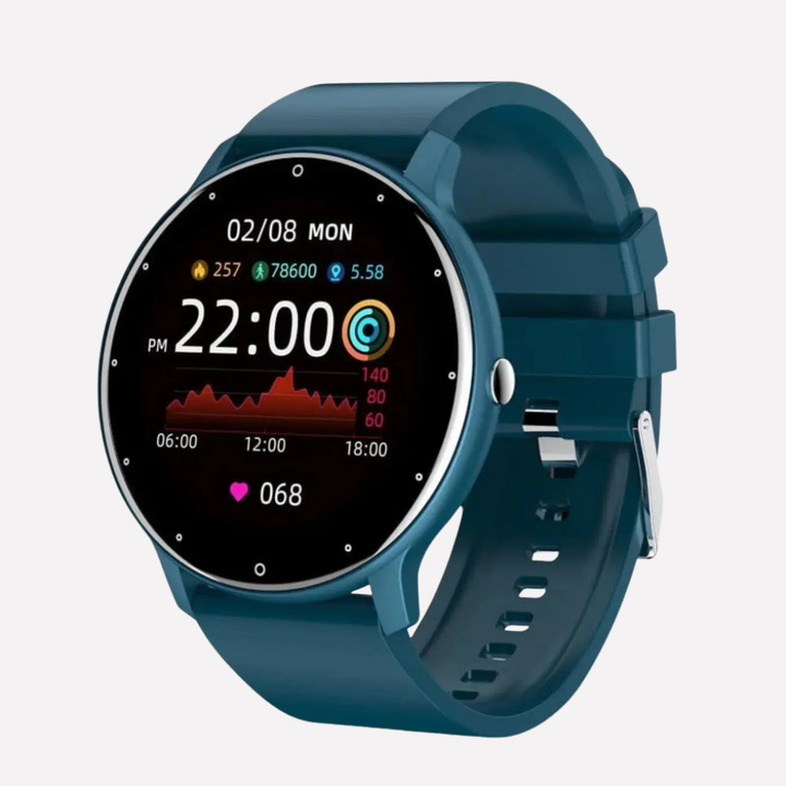 Sleek digital unisex smart watch with Bluetooth, heart rate, and blood oxygen tracking for active lifestyles.