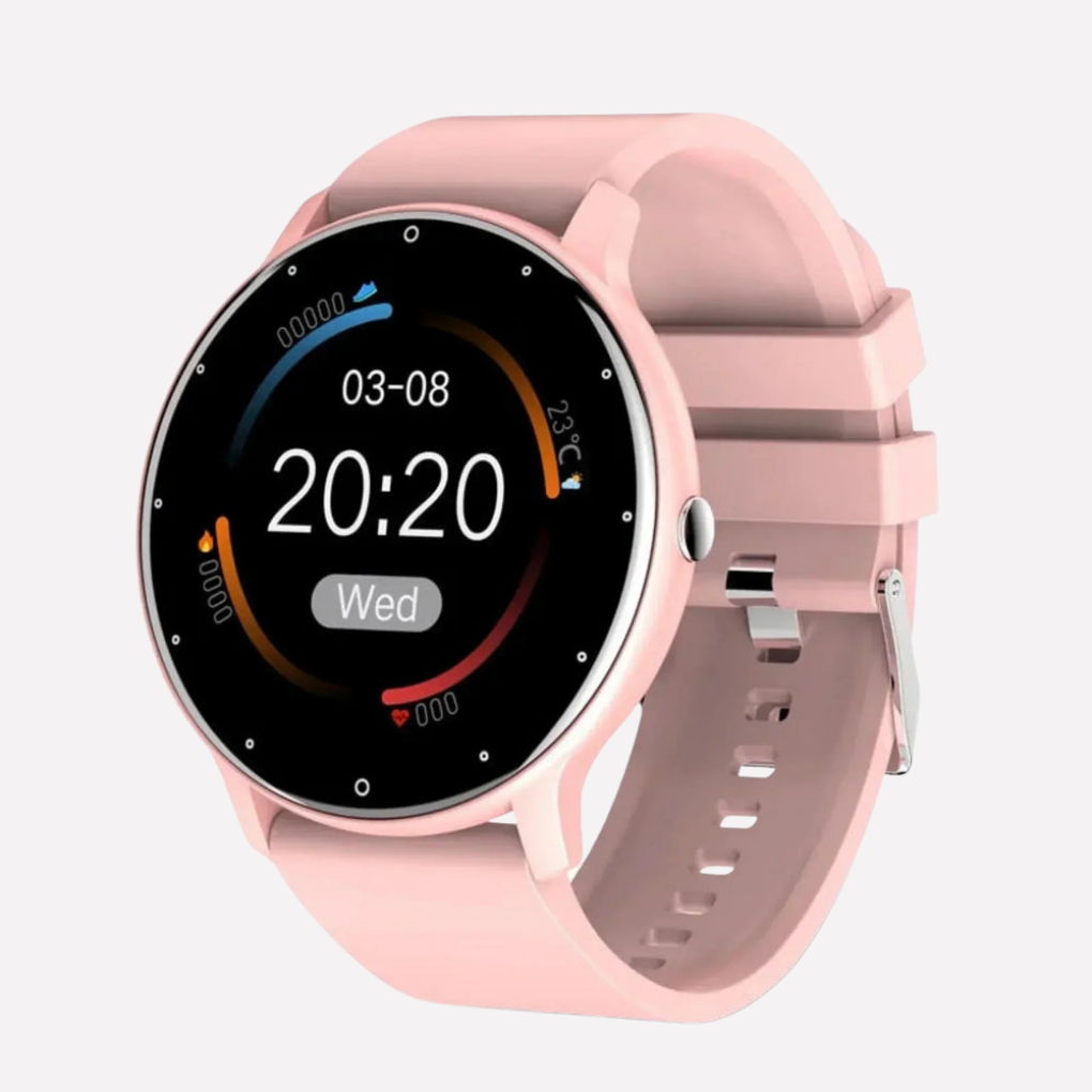 Bluetooth fitness tracker smart watch for unisex use, monitoring heart rate, blood oxygen, and daily activities.