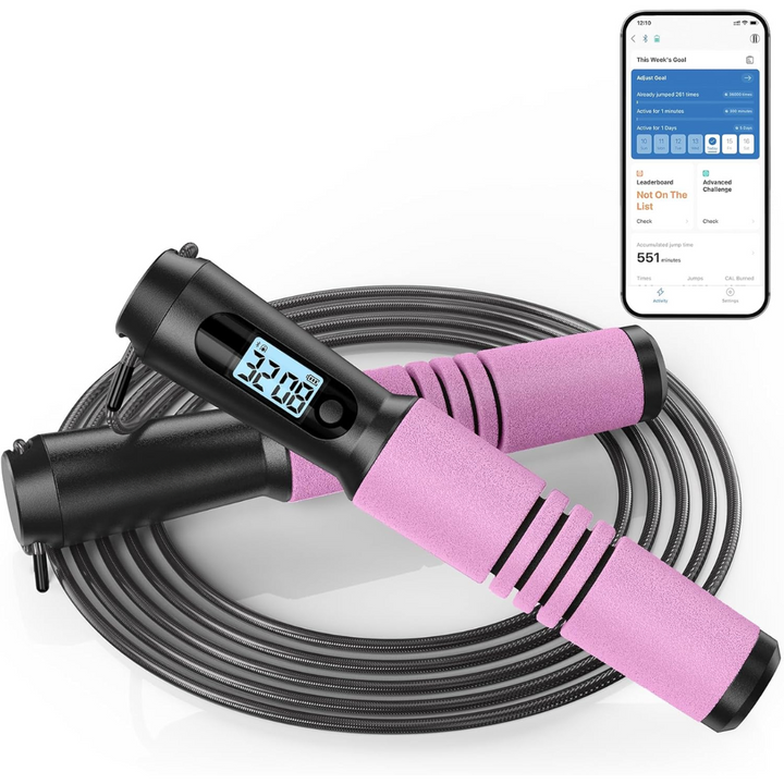Tangle-free adjustable smart jump rope for effective cardio & fitness tracking. Great for unisex workout exercise.