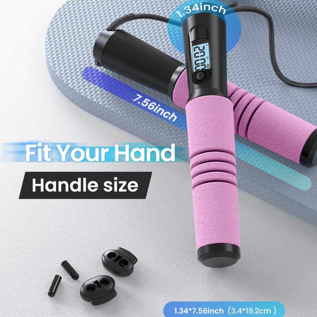 Unisex smart fitness jump rope with app tracking. Adjustable & tangle-free design for cardio & workout exercise.