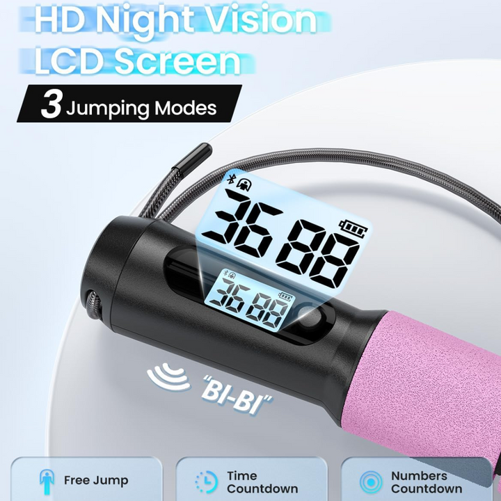 Sleek tangle-free smart jump rope, adjustable for unisex fitness & workout tracking. Perfect for cardio exercise.