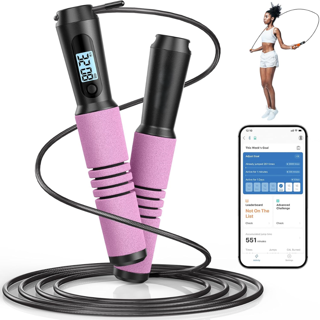 Durable smart jump rope for gym workouts, cardio & fitness tracking. Adjustable, tangle-free, great for exercise.