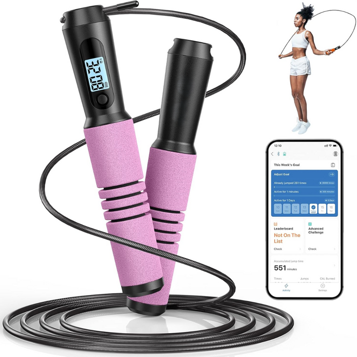 Durable smart jump rope for gym workouts, cardio & fitness tracking. Adjustable, tangle-free, great for exercise.