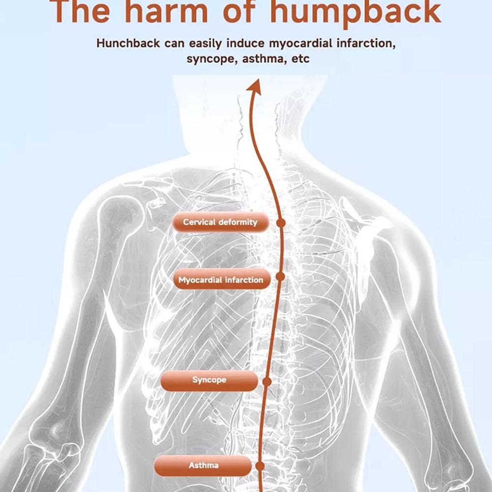 Person demonstrating the PosturePerfect smart posture trainer, ensuring healthy back alignment & wellness.