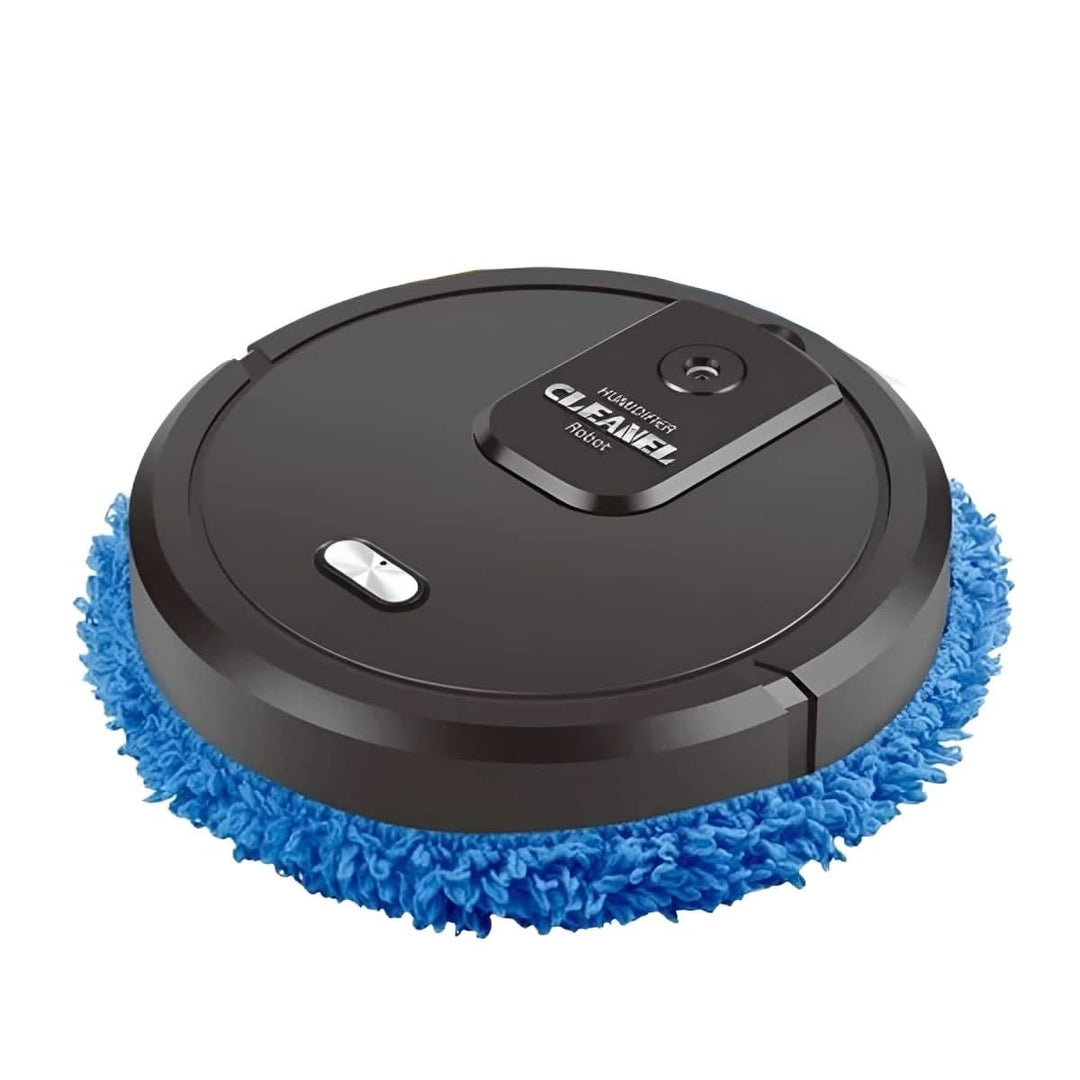 Smart robotic carpet cleaner efficiently mops and freshens carpets. Cordless design for easy house cleaning. USB.