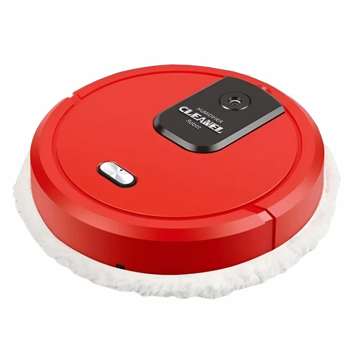 Sleek smart robotic floor mop, USB charged, offering automated cleaning for all floor types including hardwood & carpet.