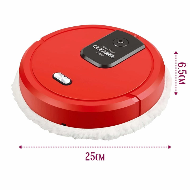 Smart robot mop gliding over a plush carpet, efficiently cleaning. Cordless and USB charged for easy automated use.