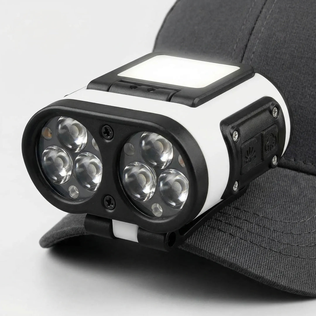 Versatile unisex smart sensor cap headlamp. Rechargeable LED clip light, perfect for fishing, hiking & camping.