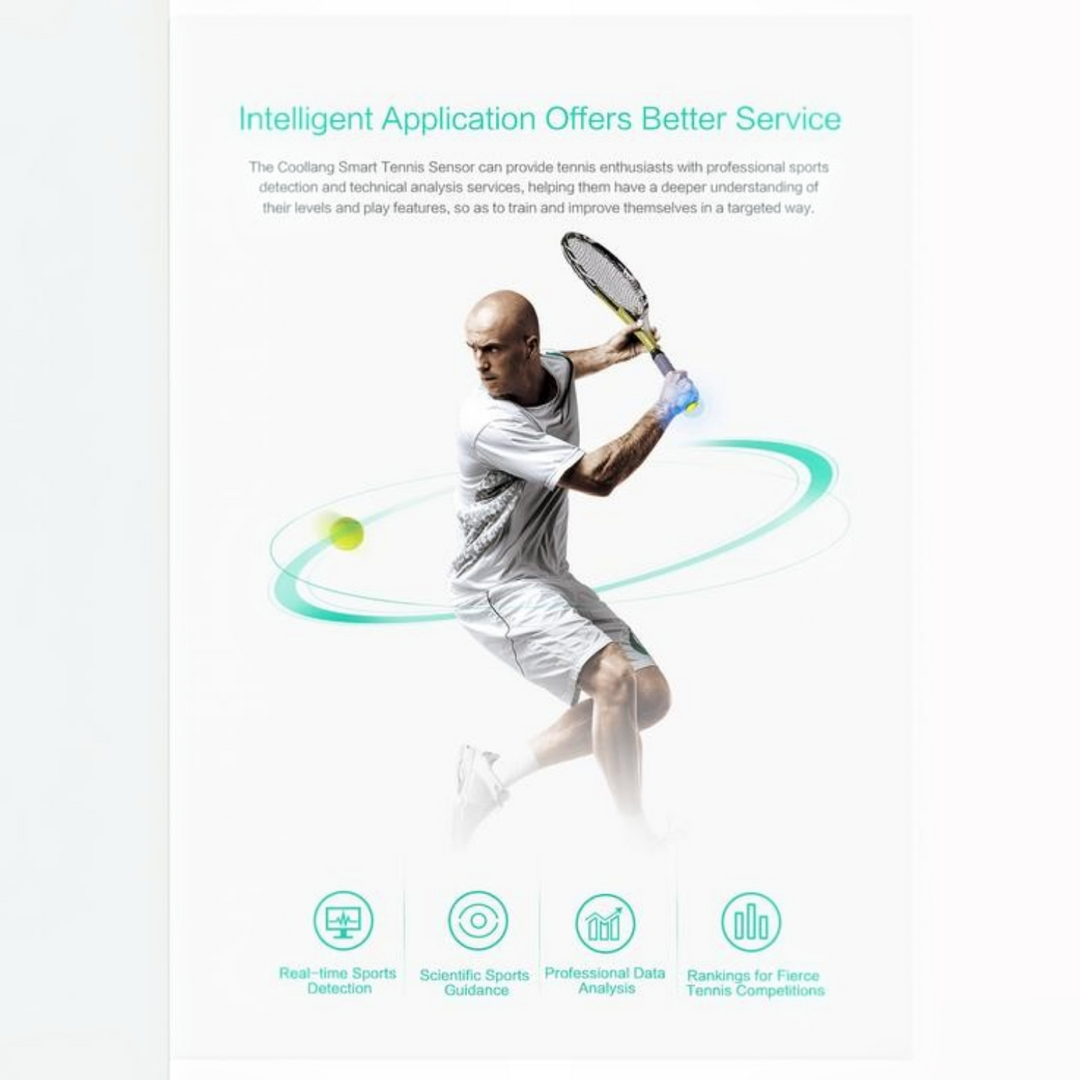 Advanced tennis racket sensor for swing analysis, performance tracking, & game improvement. Perfect for players & coaches.