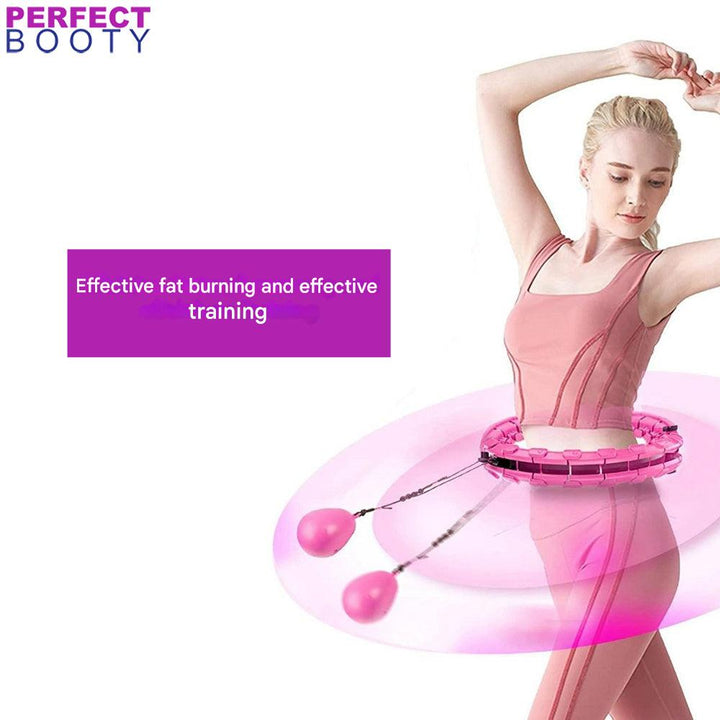 Effortless core training with a portable Smart Weighted Fitness Hoop, suitable for all fitness levels. Home workout.