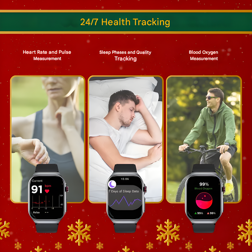 Unisex smartwatch with heart rate monitor & fitness tracker. Tracks activities, steps & sleep. Wearable tech for all.