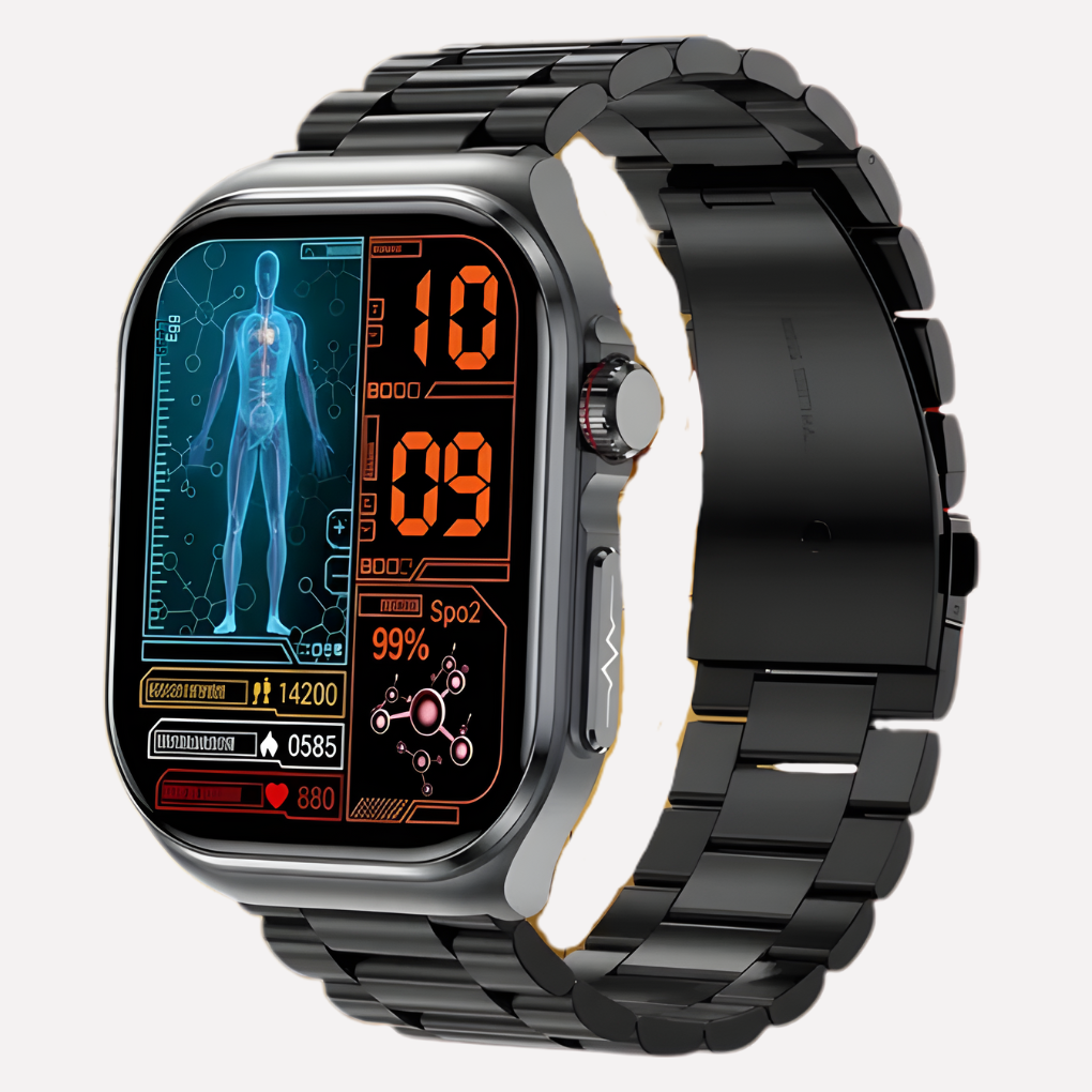 Sleek unisex smartwatch. Tracks heart rate, steps, calories & sleep. Essential wearable tech & fitness accessory for daily use.