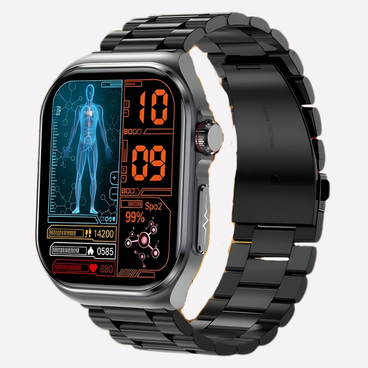 Sleek unisex smartwatch. Tracks heart rate, steps, calories & sleep. Essential wearable tech & fitness accessory for daily use.
