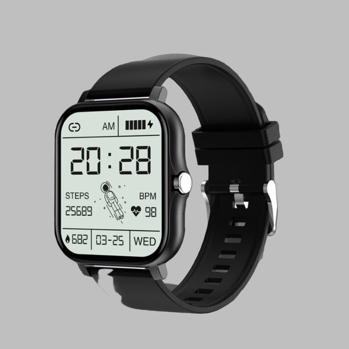 Unisex smartwatch with vibrant display, heart rate monitor, and activity tracker for all-day fitness.