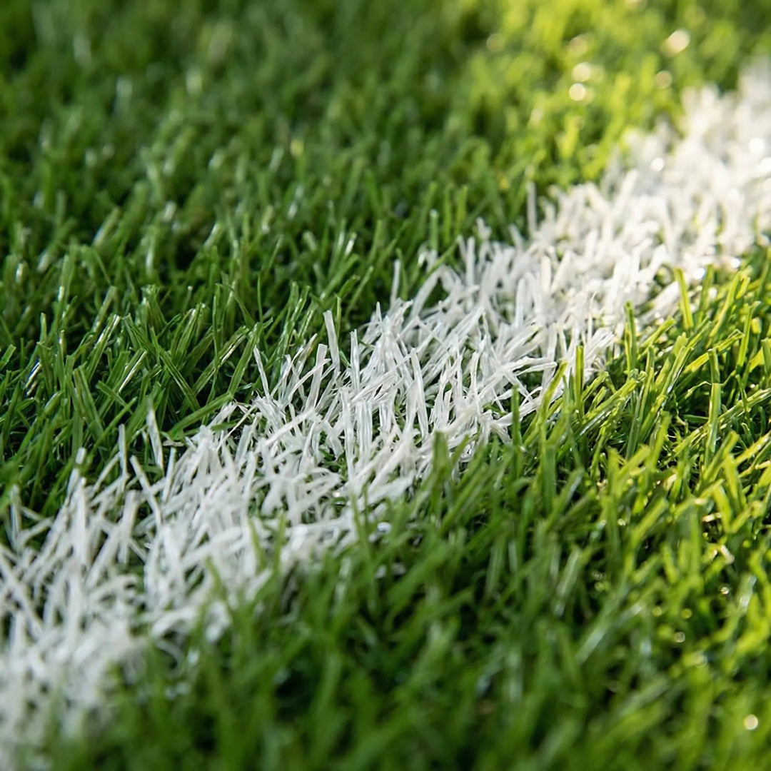 Statement soccer field pattern rug by Flowique. Adds sports fun to game rooms & kids' areas with its unique wavy design.