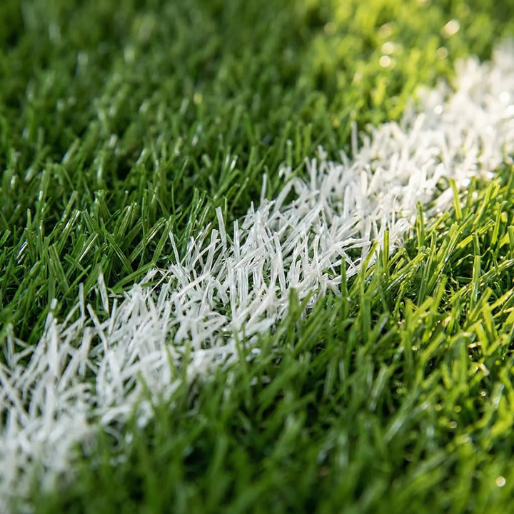Statement soccer field pattern rug by Flowique. Adds sports fun to game rooms & kids' areas with its unique wavy design.
