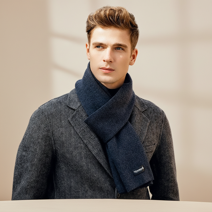 Unisex soft cashmere blend black winter scarf, elegant and warm fashion accessory