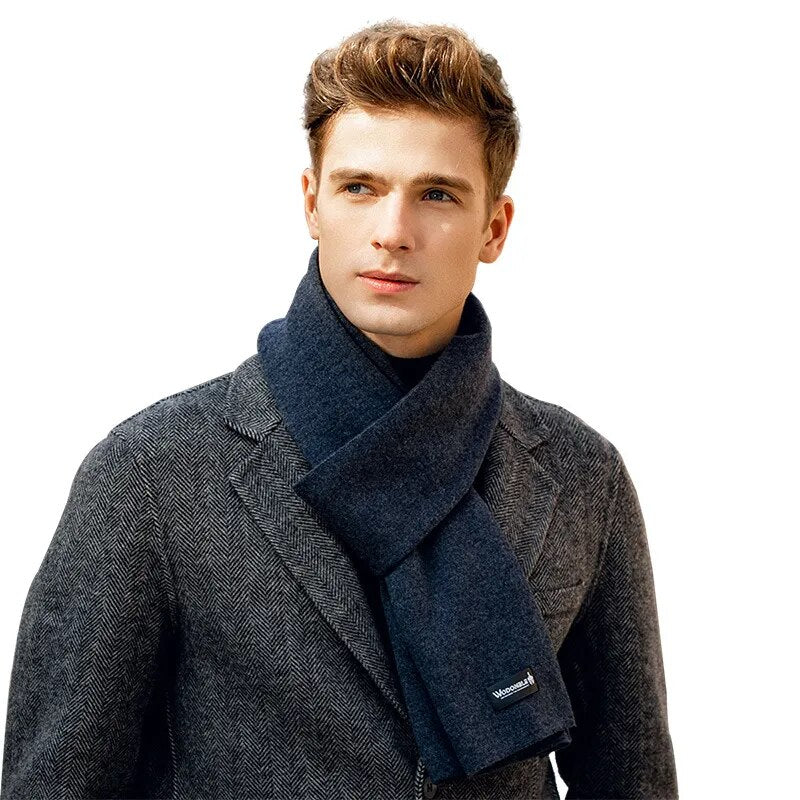 Dark blue cashmere blend unisex winter scarf, cozy winter warmer fashion accessory